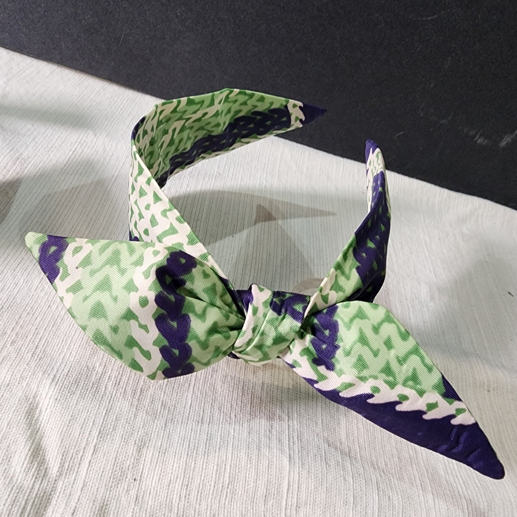 Vintage Scarf Headband - Top Knot Turban Bow Made From Scarves