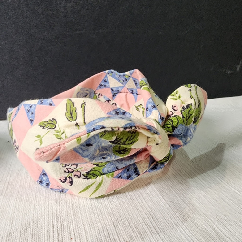 Vintage Scarf Headband - Top Knot Turban Bow Made From Scarves