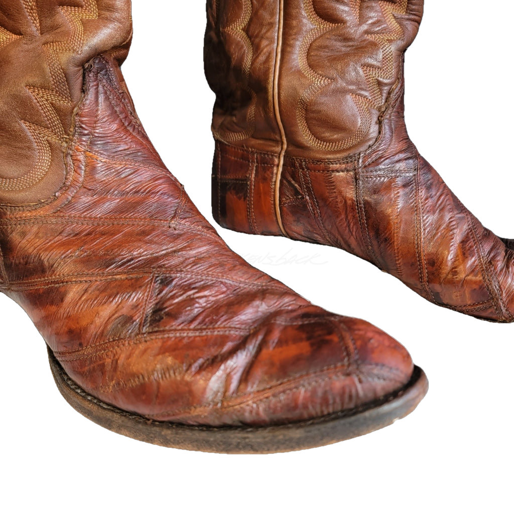 Vintage Tony Lama Dark Cognac Patchwork Western Boots - M 9 / W 10.5 Boot