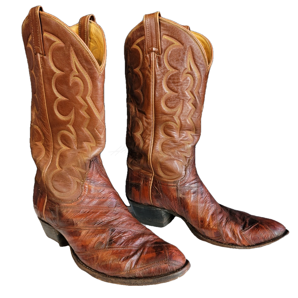 Vintage Tony Lama Dark Cognac Patchwork Western Boots - M 9 / W 10.5 Boot