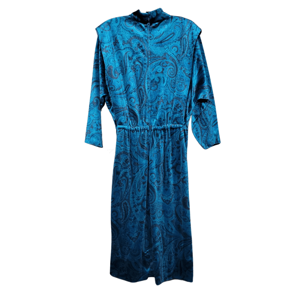 Vintage Velvet Blue And Purple Paisley Dress Apparel