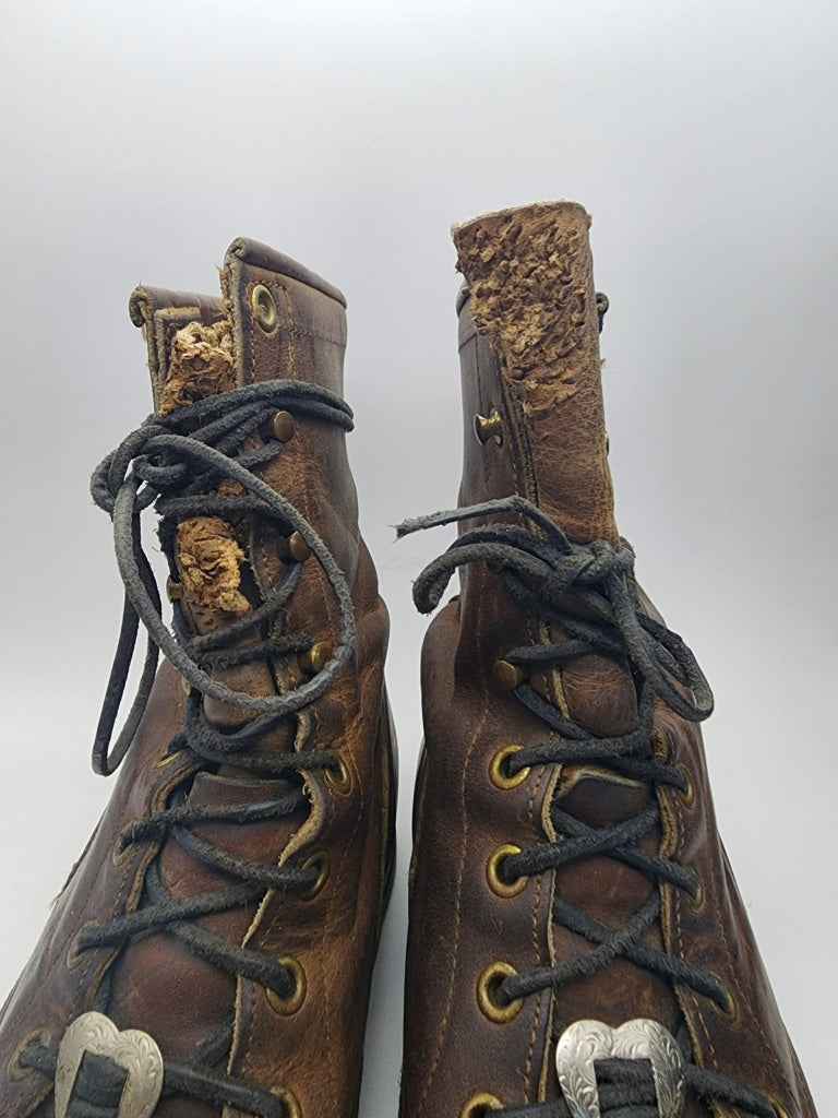 Vintage Western Boots - Justin Brown Roper Kiltie W 7 M 5.5 Boot