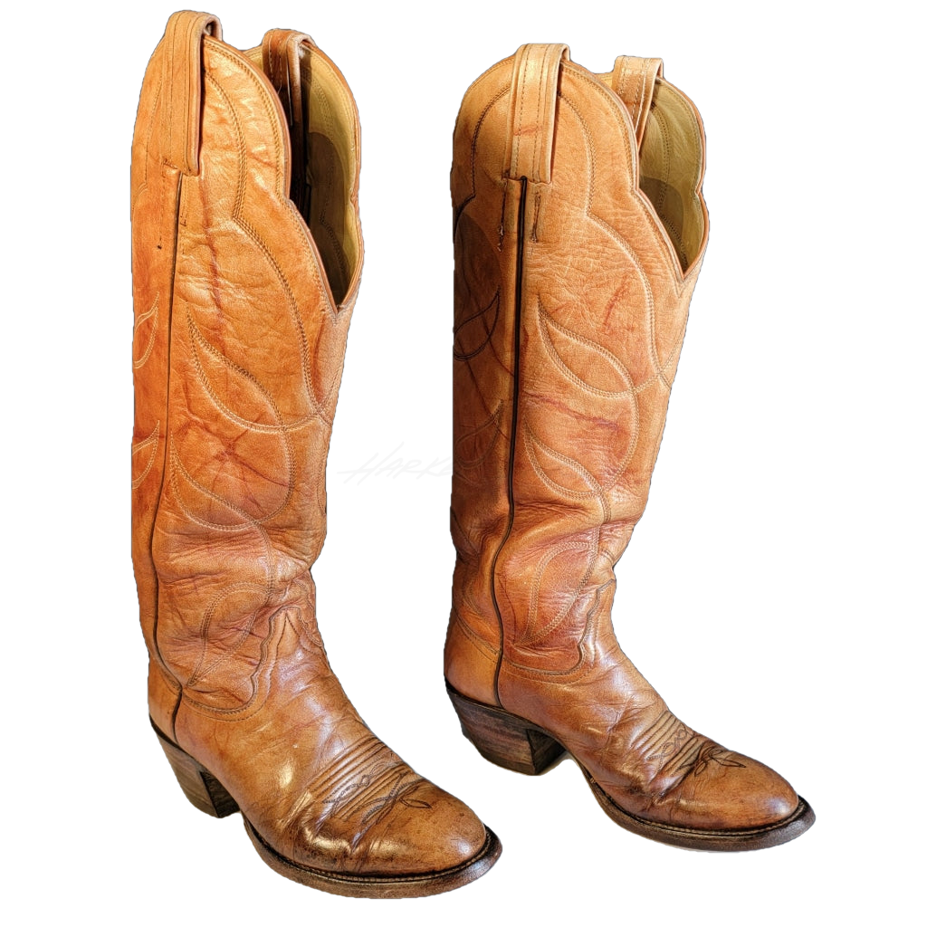 Vintage Western Hondo Camel - Tan Extra Tall Boots M: 5.5 W: 6.5 Boot