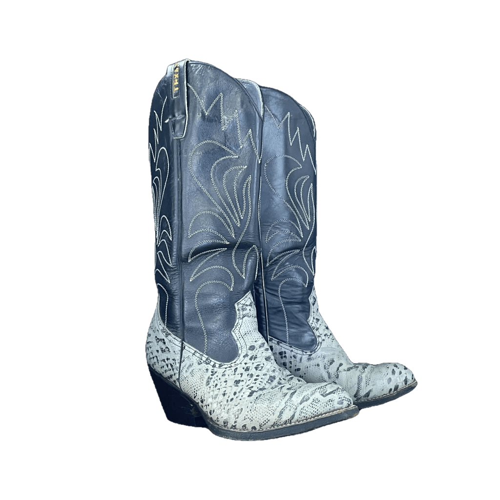Vintage Western Texas Boots Blue & Grey Size W7 Boot