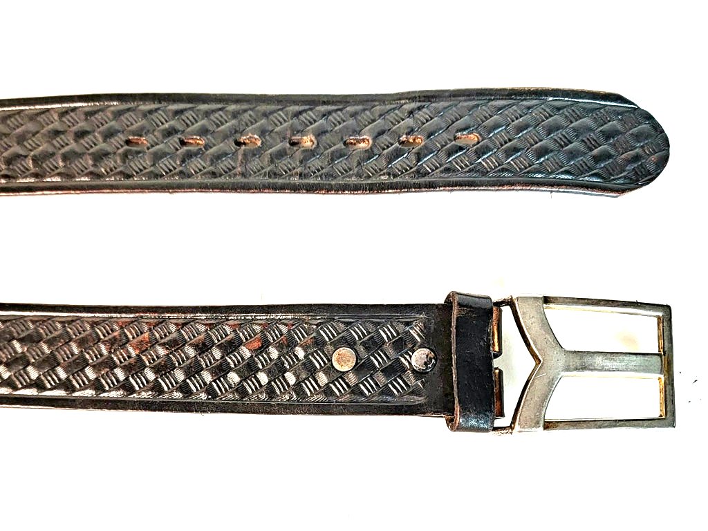Vintage Western Tooled Belt With Y Shaped Buckle