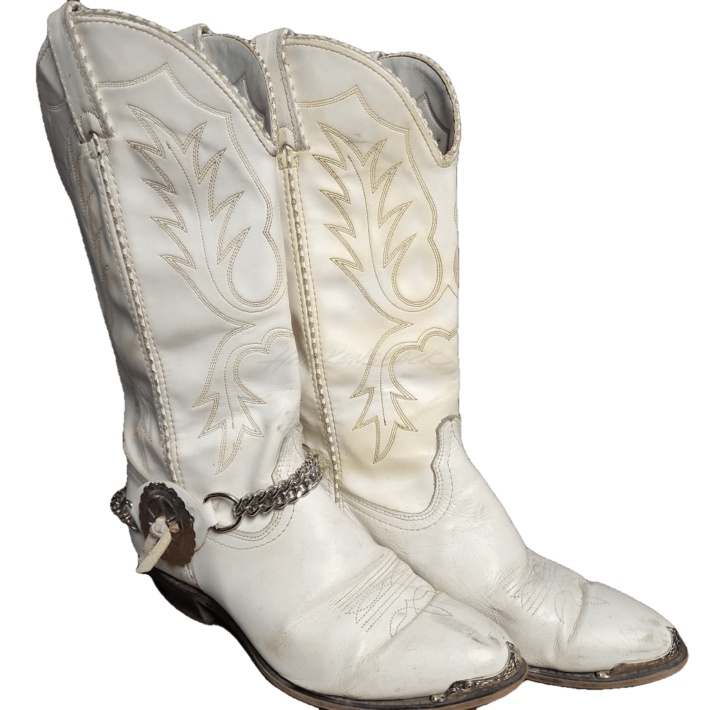 Vintage white cowboy boots best sale
