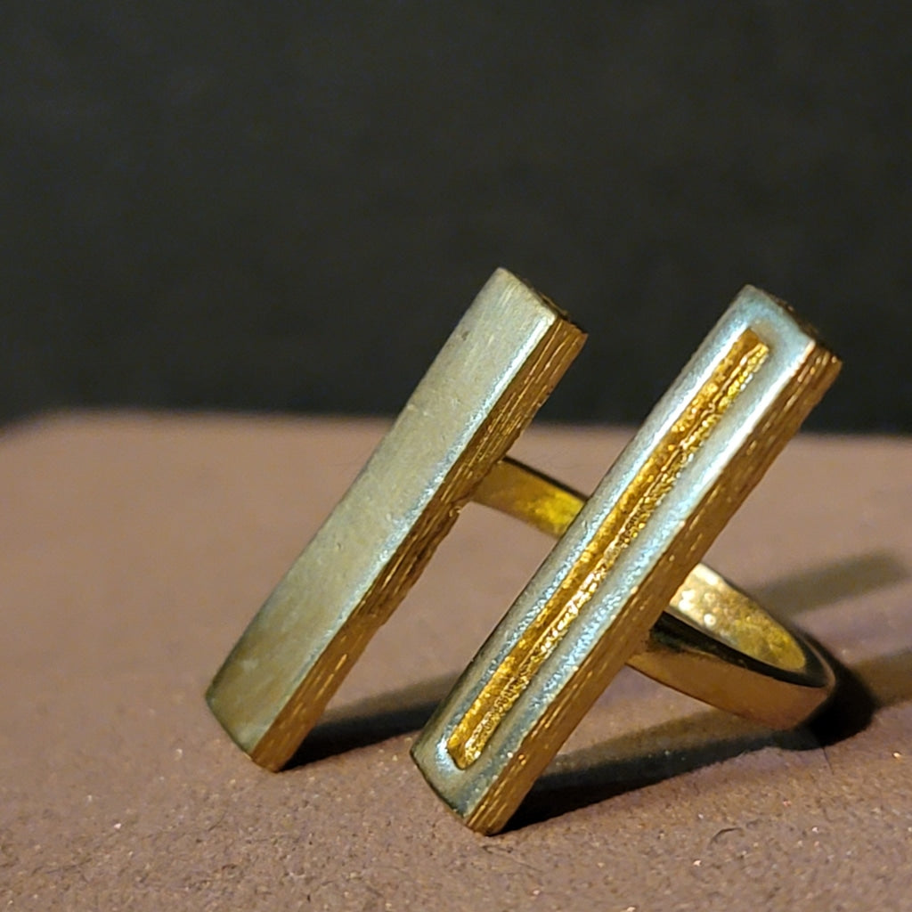 Wrapped Double Bar Brass Ring Jewelry