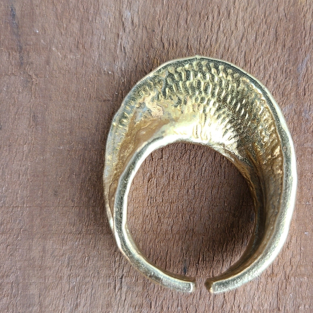 Wrapped Eel Oversized Brass Ring Jewelry