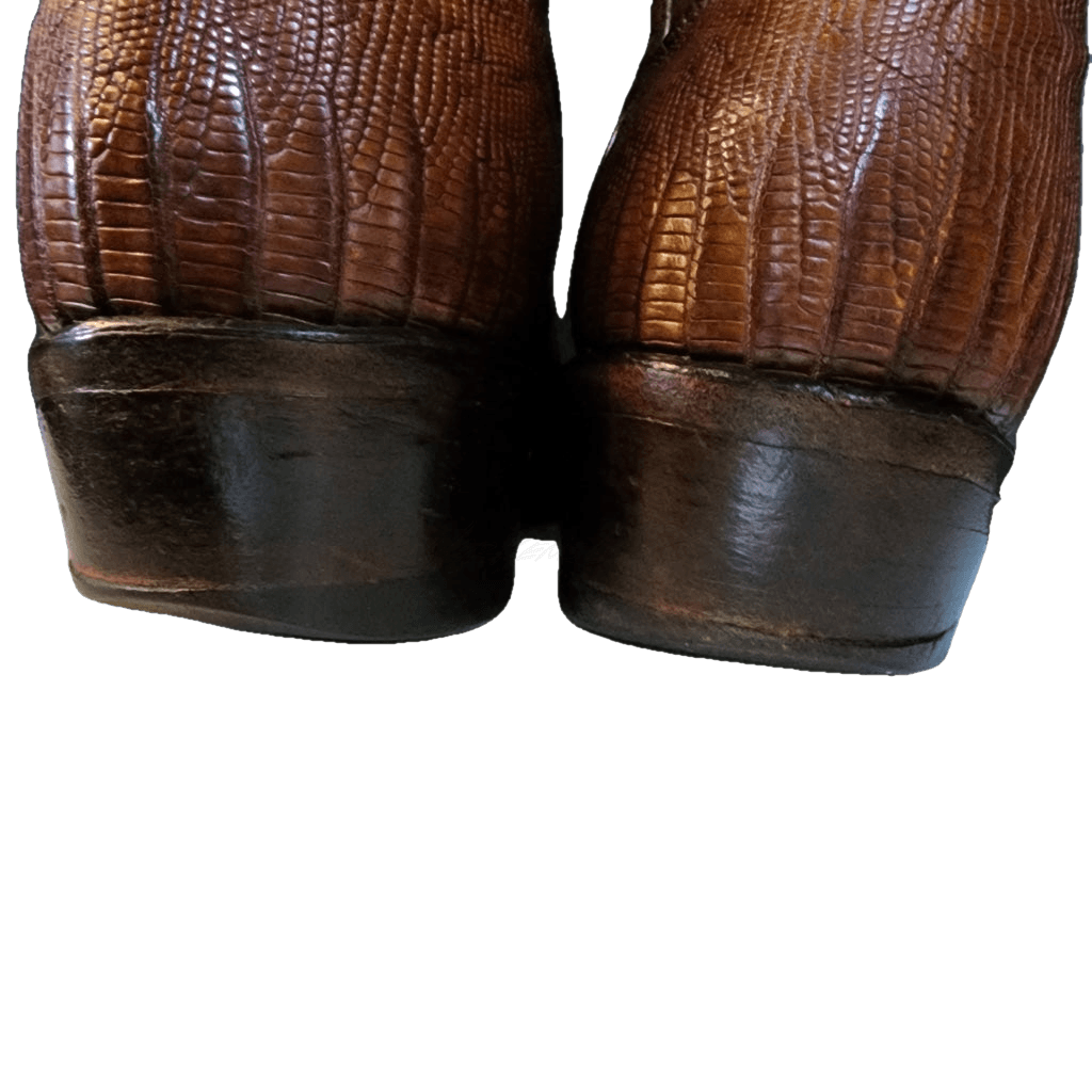 Xx Dark Cognac Teju Lizard Foot Tony Lama Western Boots - M 8.5 / W 10 Vintage Boot