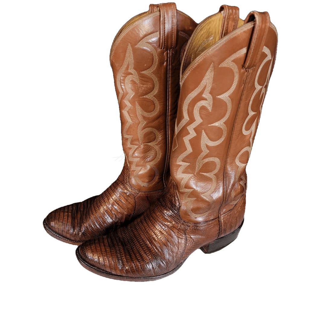 Xx Dark Cognac Teju Lizard Foot Tony Lama Western Boots - M 8.5 / W 10 Vintage Boot