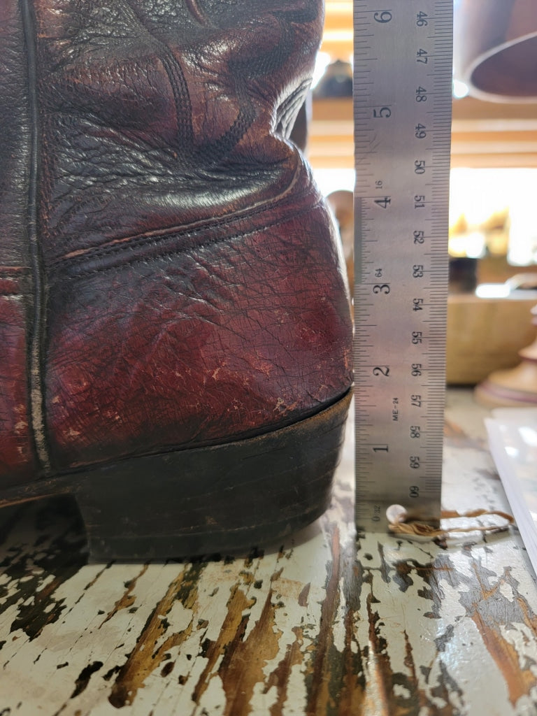 Xx Vintage Black Cherry Clint Heirloom Lucchese Western Boots M 9.5 11 Boot